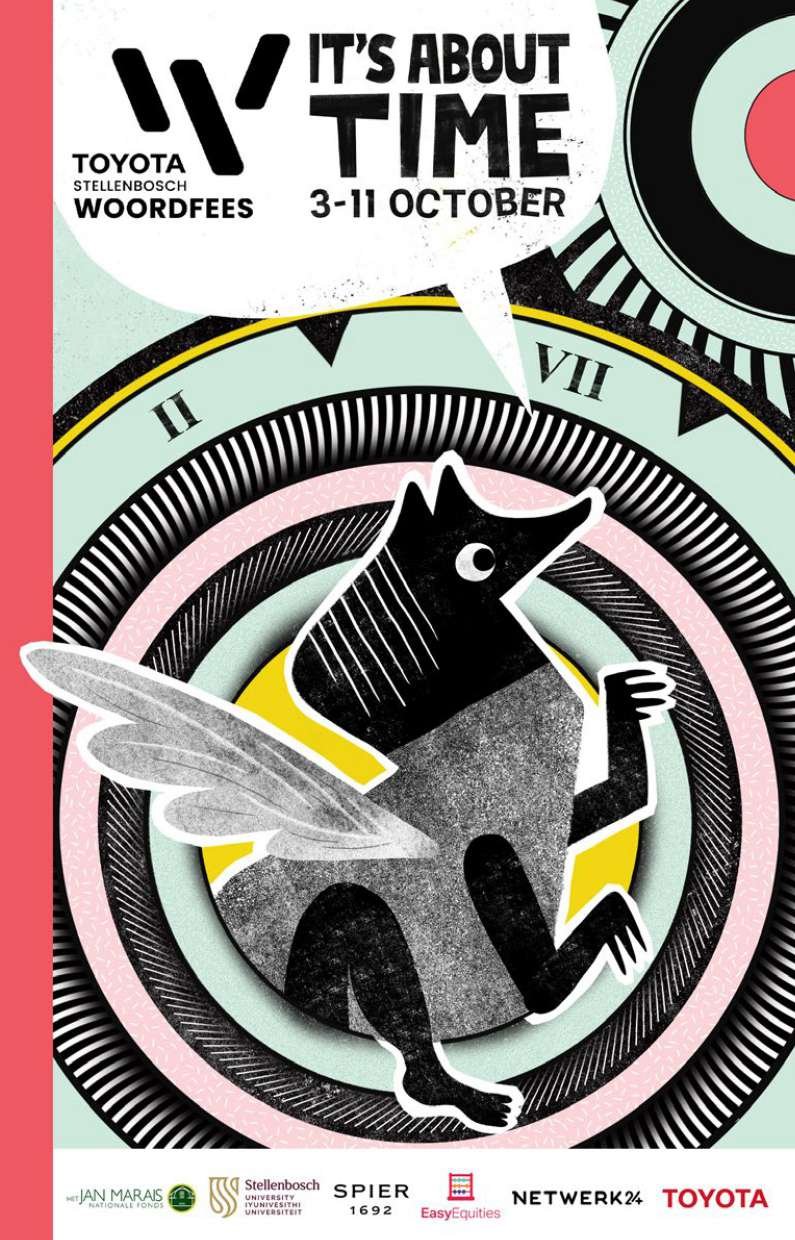 Festival poster: a winged creature inside a clock face
